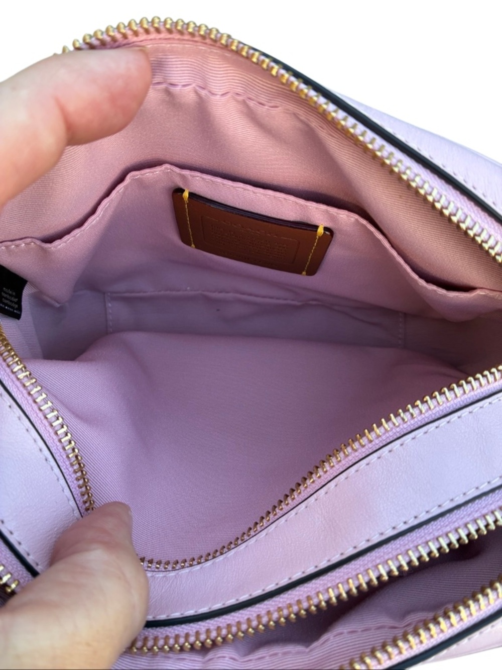 Coach Mini Carey Crossbody Bag In Light Pink Shiny Smooth Leather Purse - Picture 7 of 12